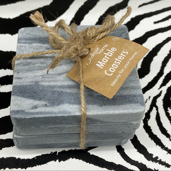 Genuine Marble Coasters Set of 4 Holiday Table Decor - Picture 4 of 14
